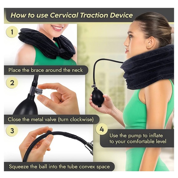 Cervical Neck Traction Device & Posture Corrector. Inflatable Adj Brace - Picture 6 of 8